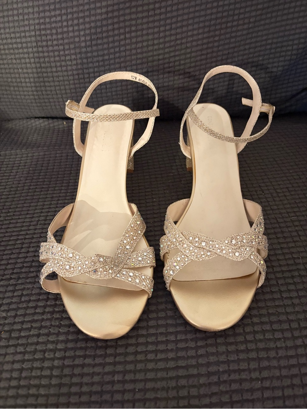 Women’s 12W Ankle-Strap Sandals in Champagne with Sparkles